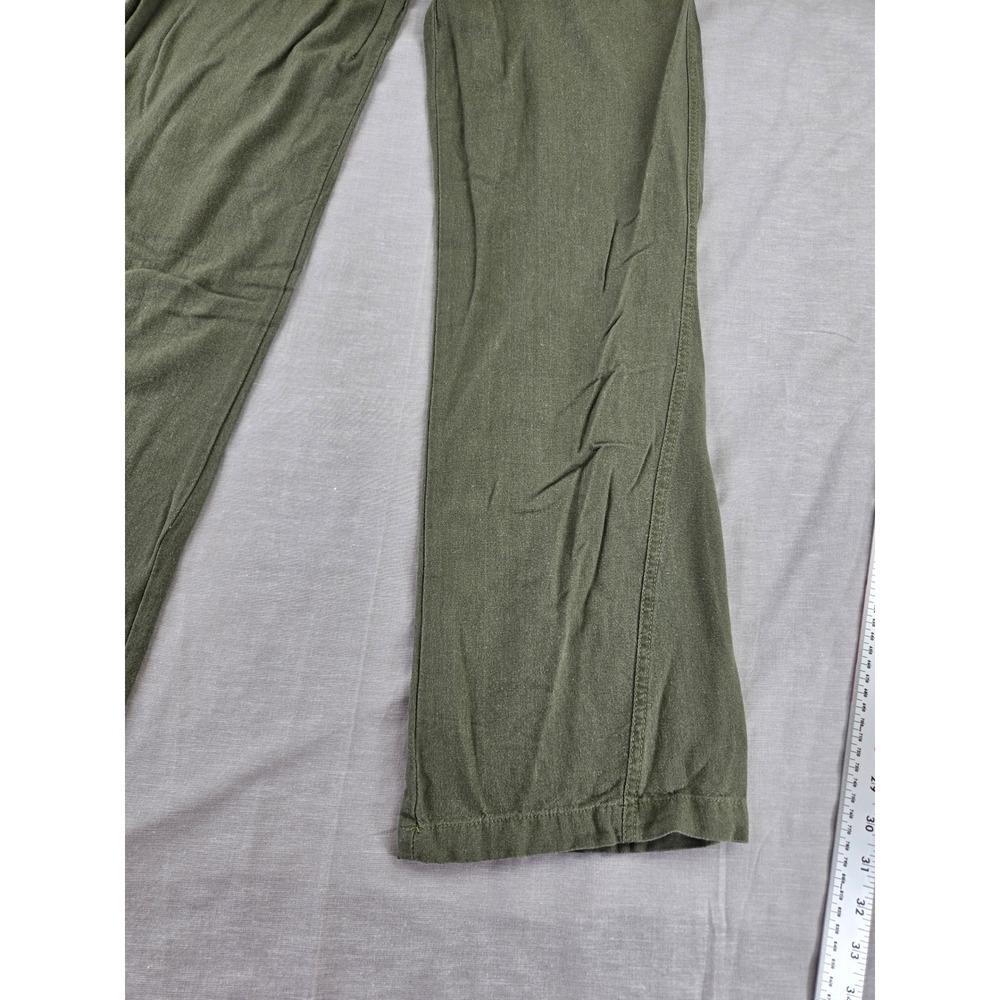 Cali 1850 Womens Medium Olive Green Linen Blend Wide Leg Drawstring Pants 2108 - Picture 7 of 11
